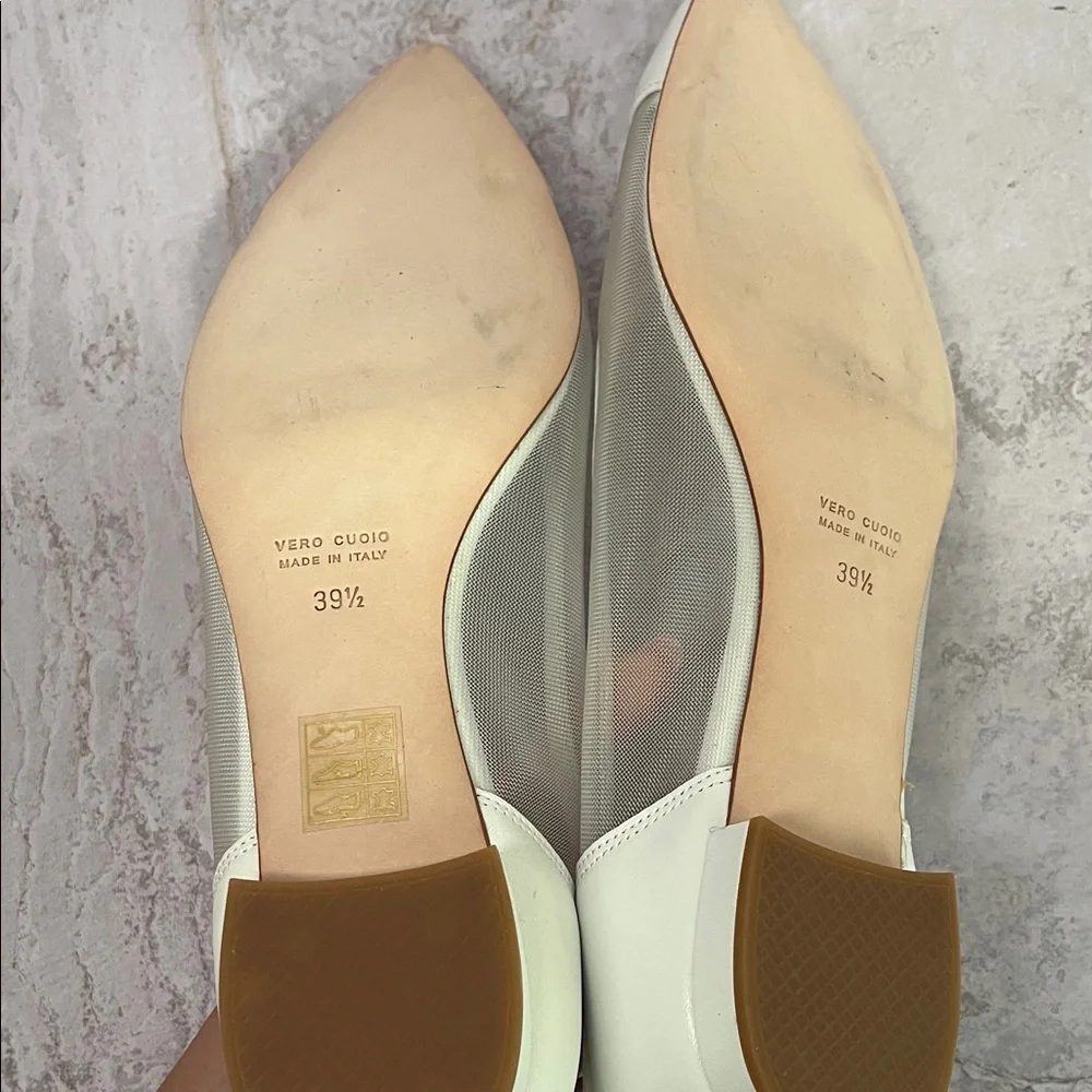 Barney's New York White Pointed-Toe Mesh Flats - 39.5